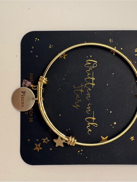 Jewelry - Pisces Gold Tone Zodiac Charm Bangle Bracelet